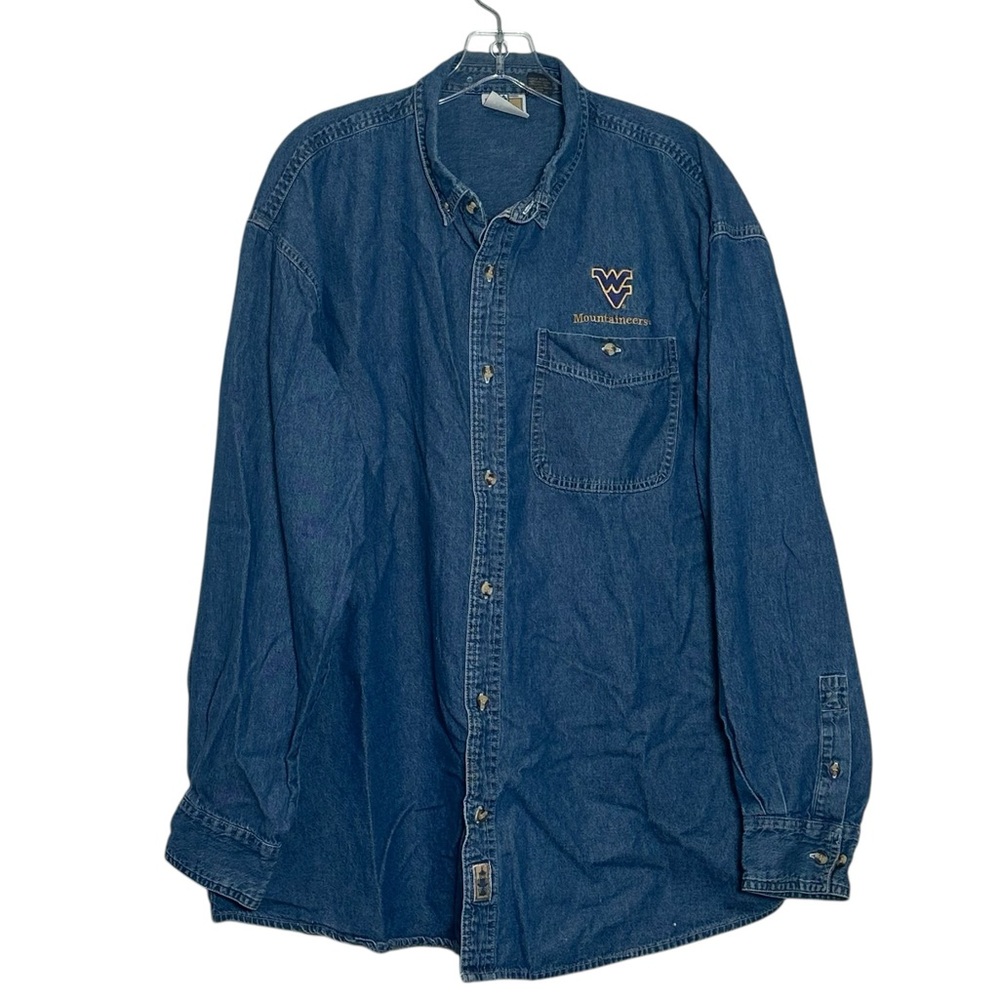 West Virginia University Mountaineers WVU 3XL Vintage Denim Jean Shirt Retro 90s